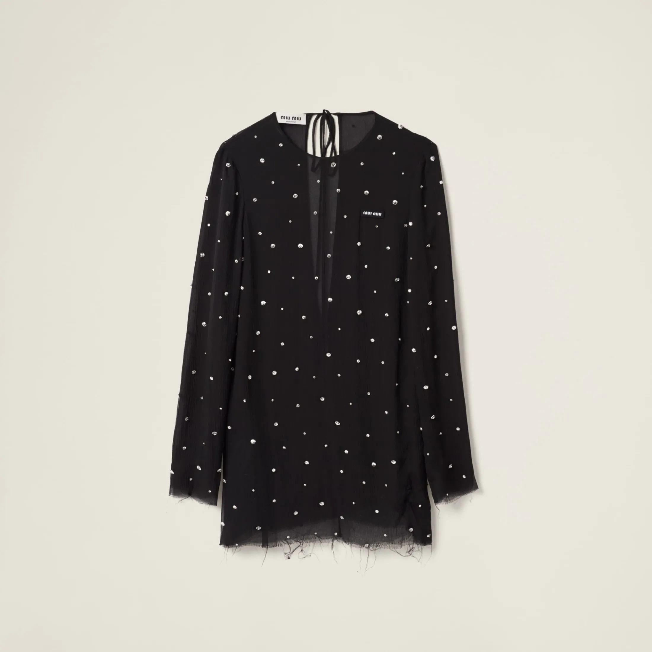 Black Embroidered Chiffon Dress | Miu Miu