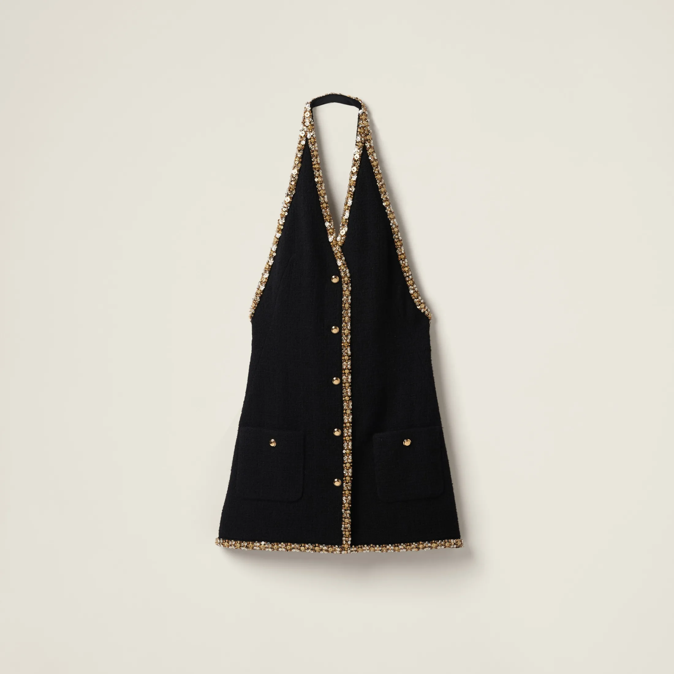 Black Embroidered Tweed Mini-dress | Miu Miu