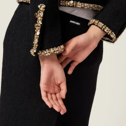 Black Embroidered Tweed Skirt | Miu Miu