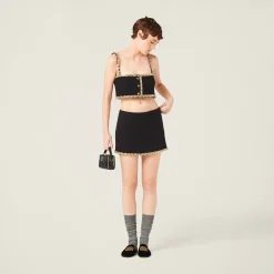 Black Embroidered Tweed Top | Miu Miu