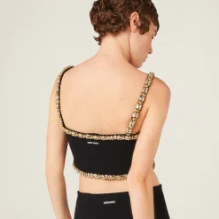 Black Embroidered Tweed Top | Miu Miu