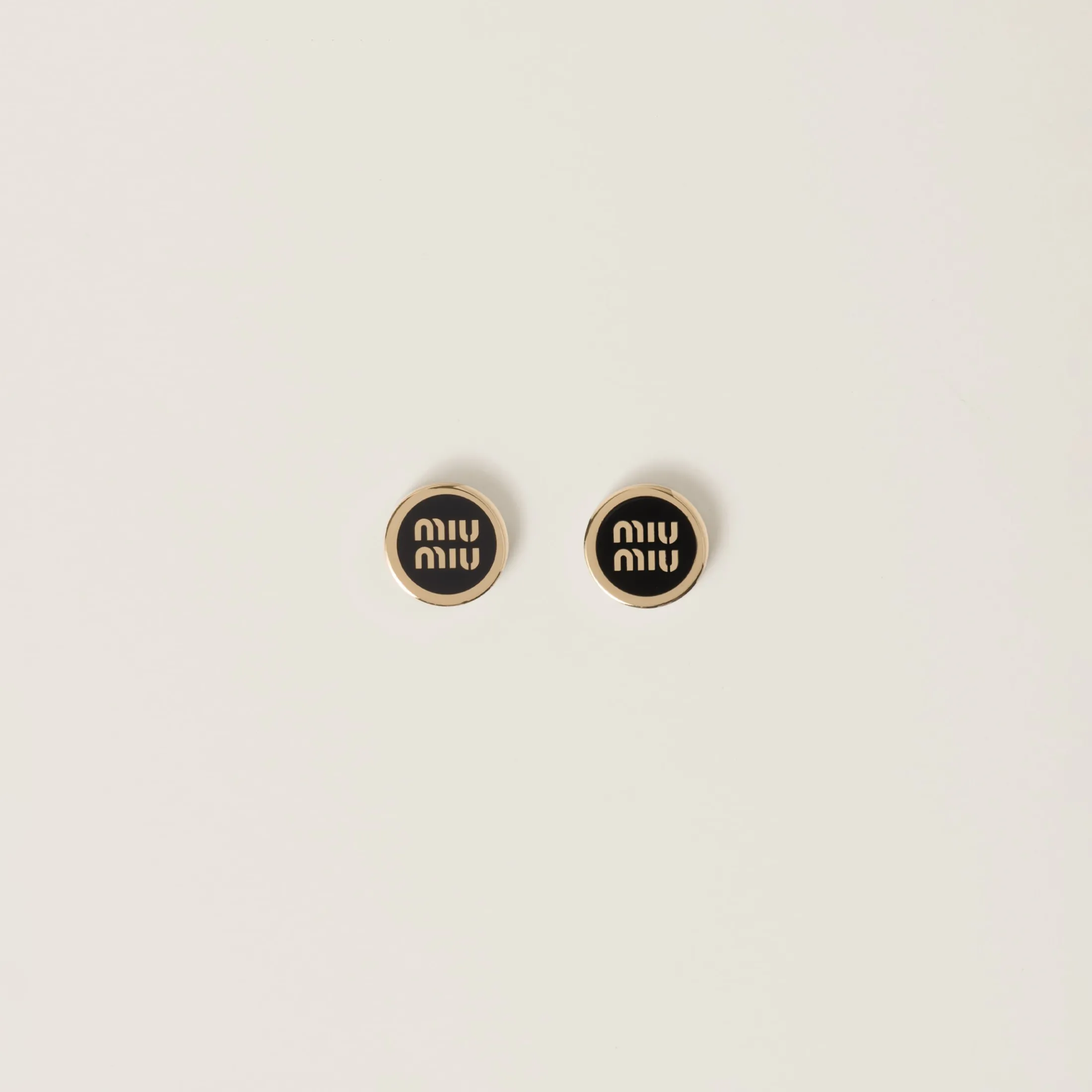 Black Enameled Metal Earrings | Miu Miu
