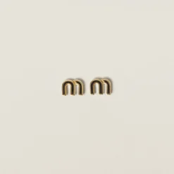 Black Enameled Metal Earrings | Miu Miu