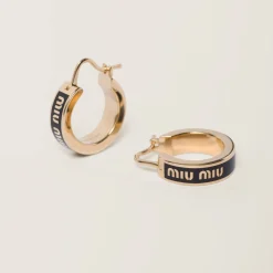 Black Enameled Metal Earrings | Miu Miu