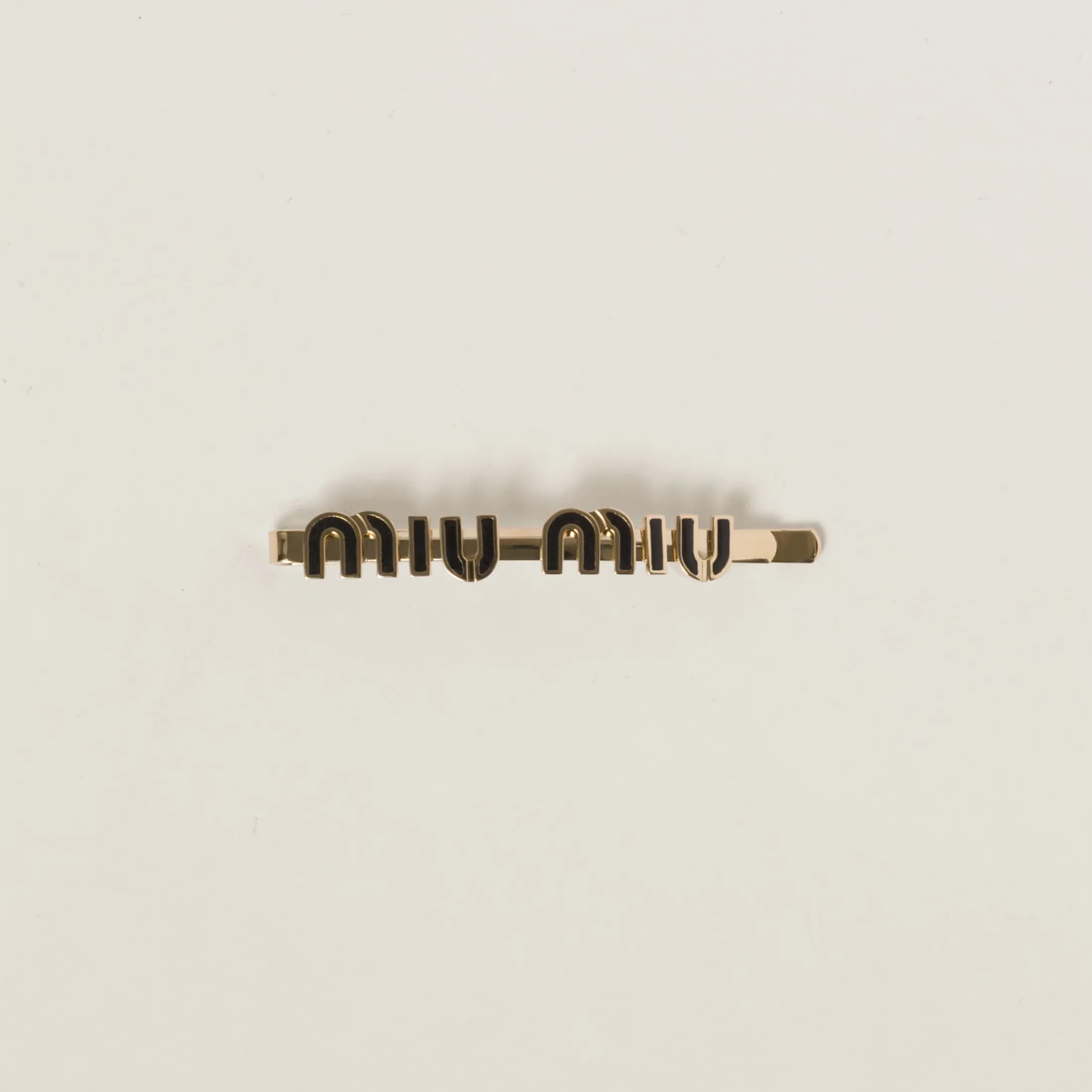 Black Enameled Metal Hair Clip | Miu Miu