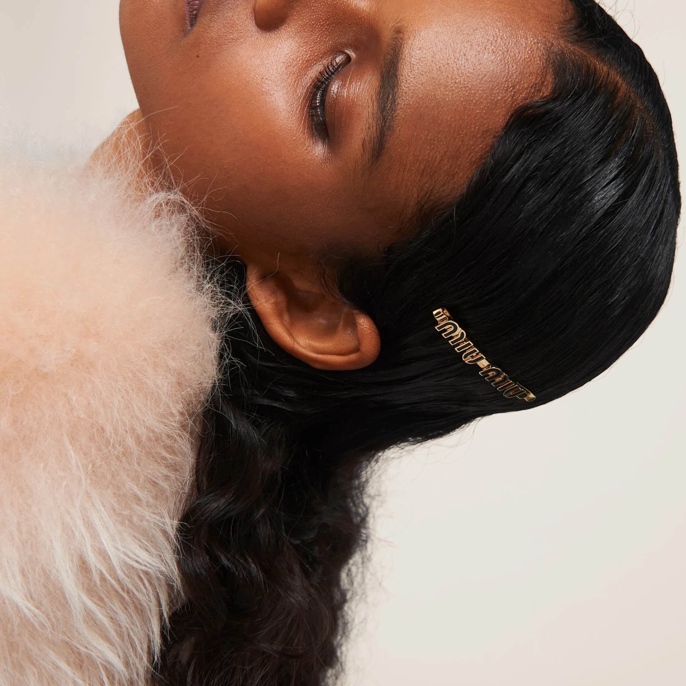 Black Enameled Metal Hair Clip | Miu Miu