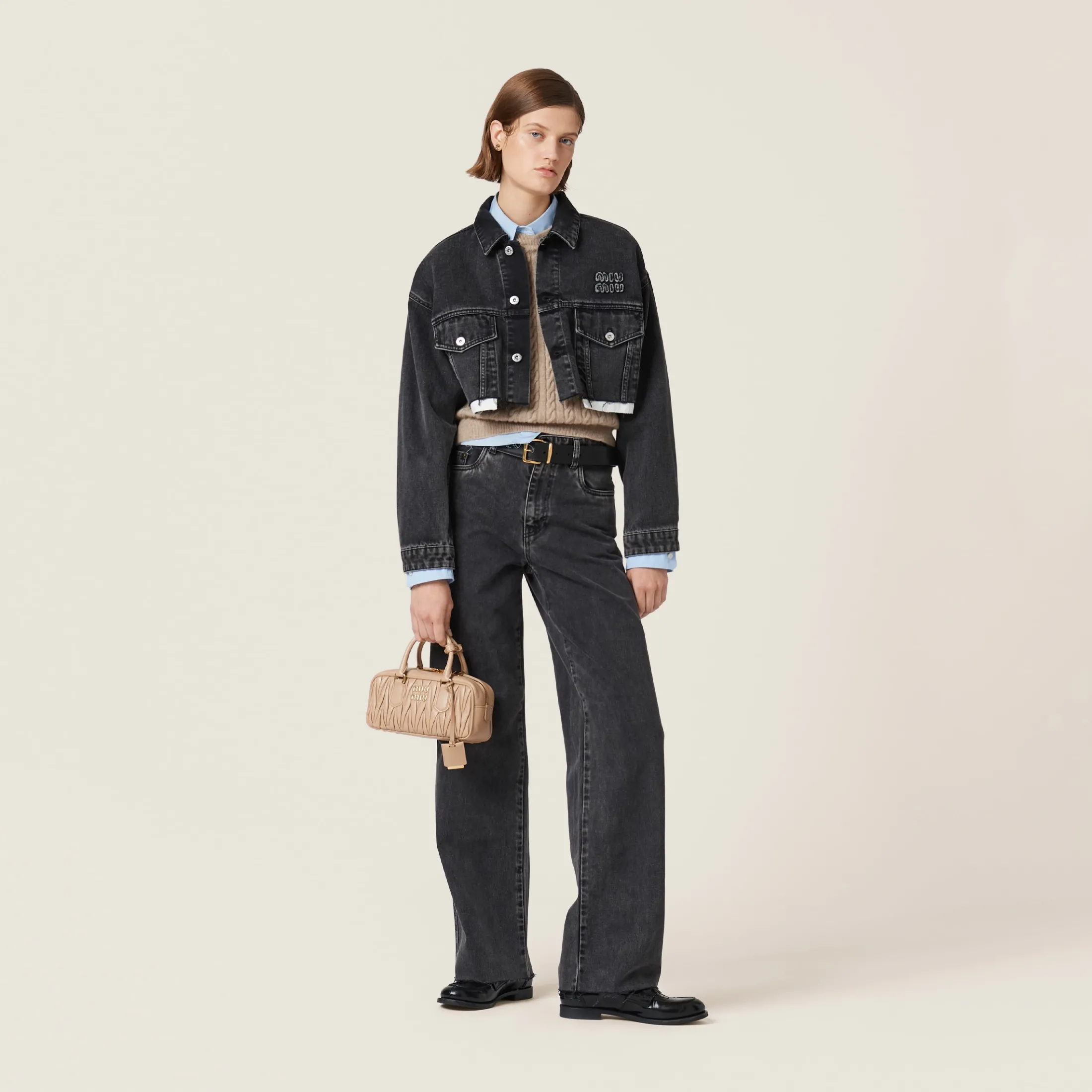 Black Five-pocket Black Denim Jeans | Miu Miu