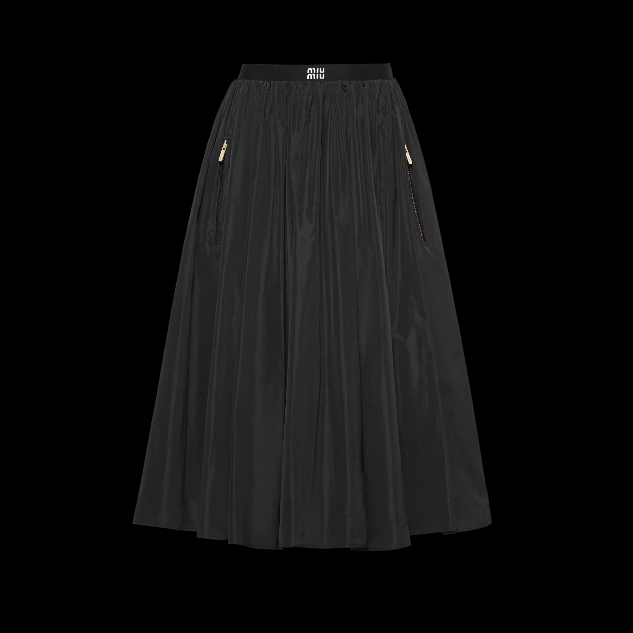 Black Full Technical Silk Skirt | Miu Miu