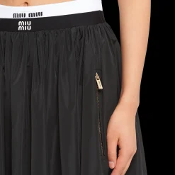 Black Full Technical Silk Skirt | Miu Miu