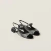 Black Gingham Check And Patent Leather Slingback Ballerinas | Miu Miu