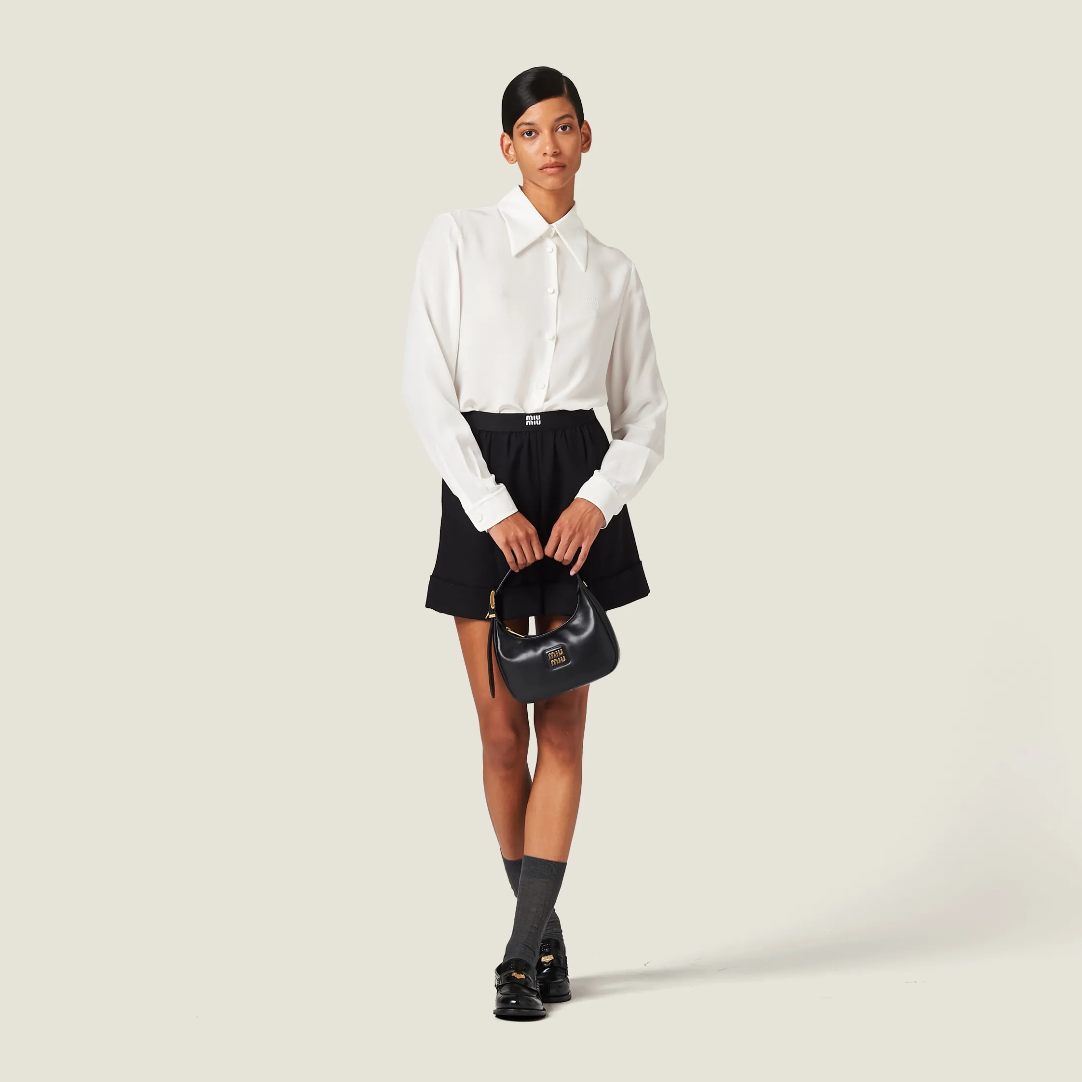 Black Grain De Poudre Bermudas | Miu Miu