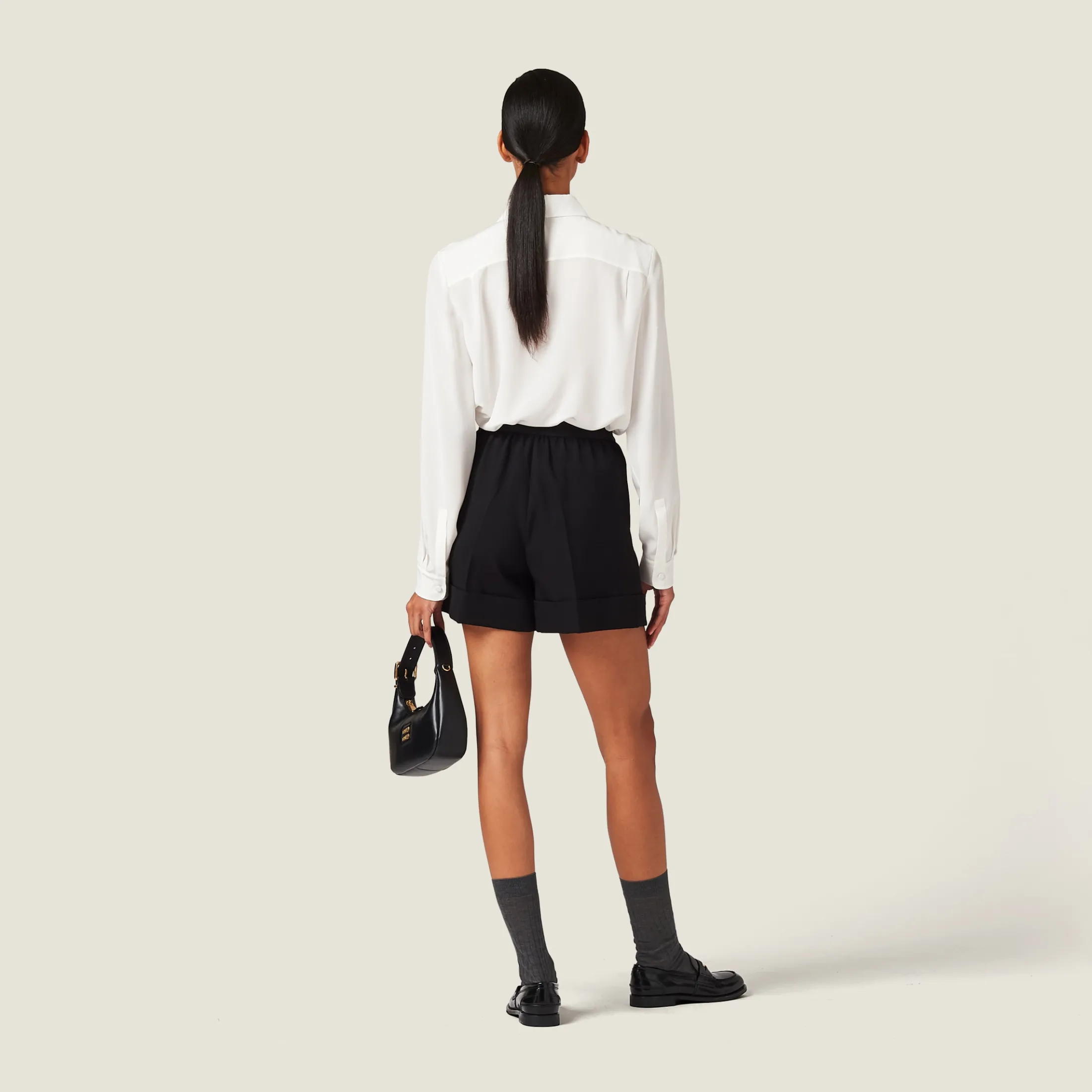 Black Grain De Poudre Bermudas | Miu Miu