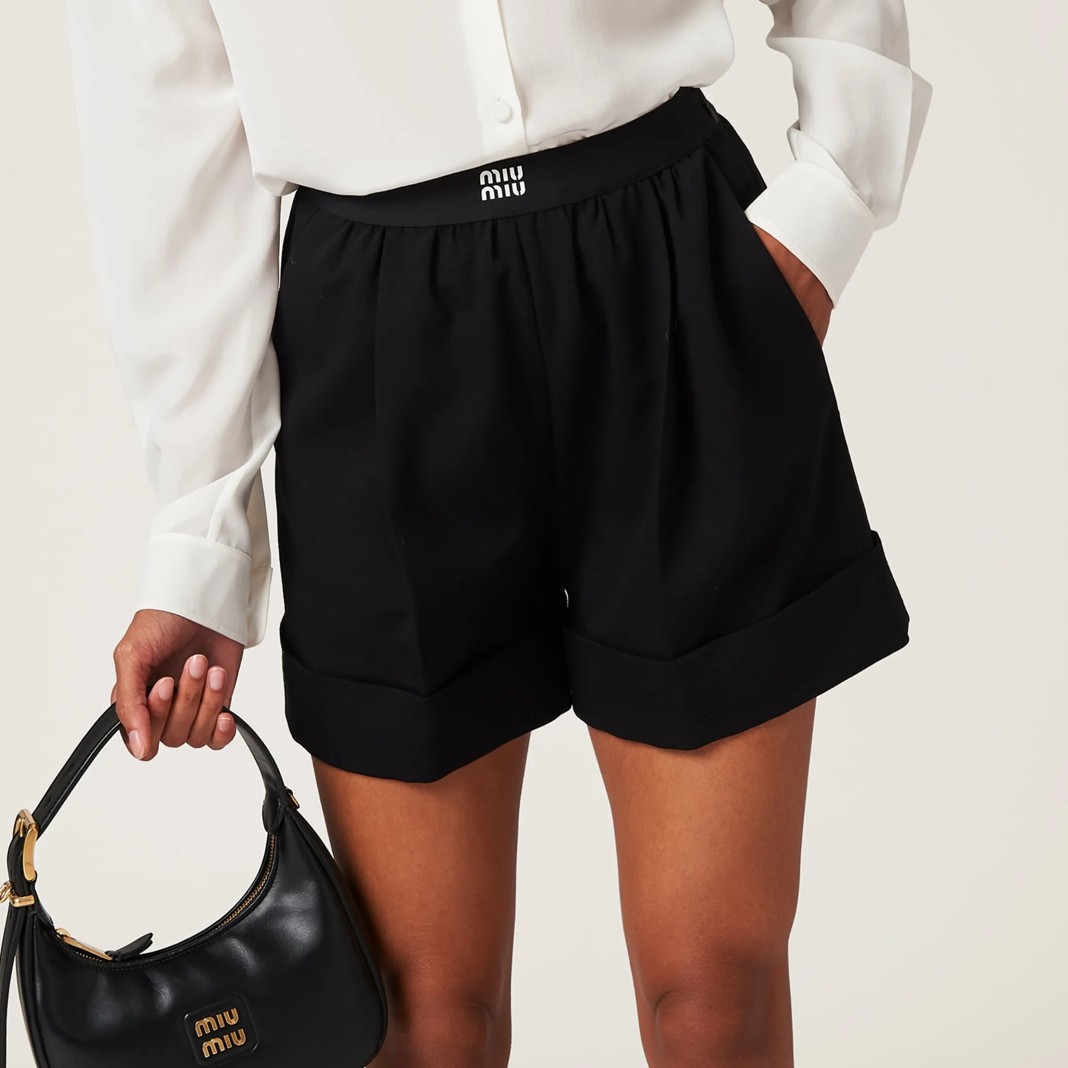 Black Grain De Poudre Bermudas | Miu Miu