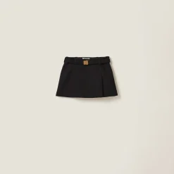 Black Grain De Poudre Miniskirt | Miu Miu