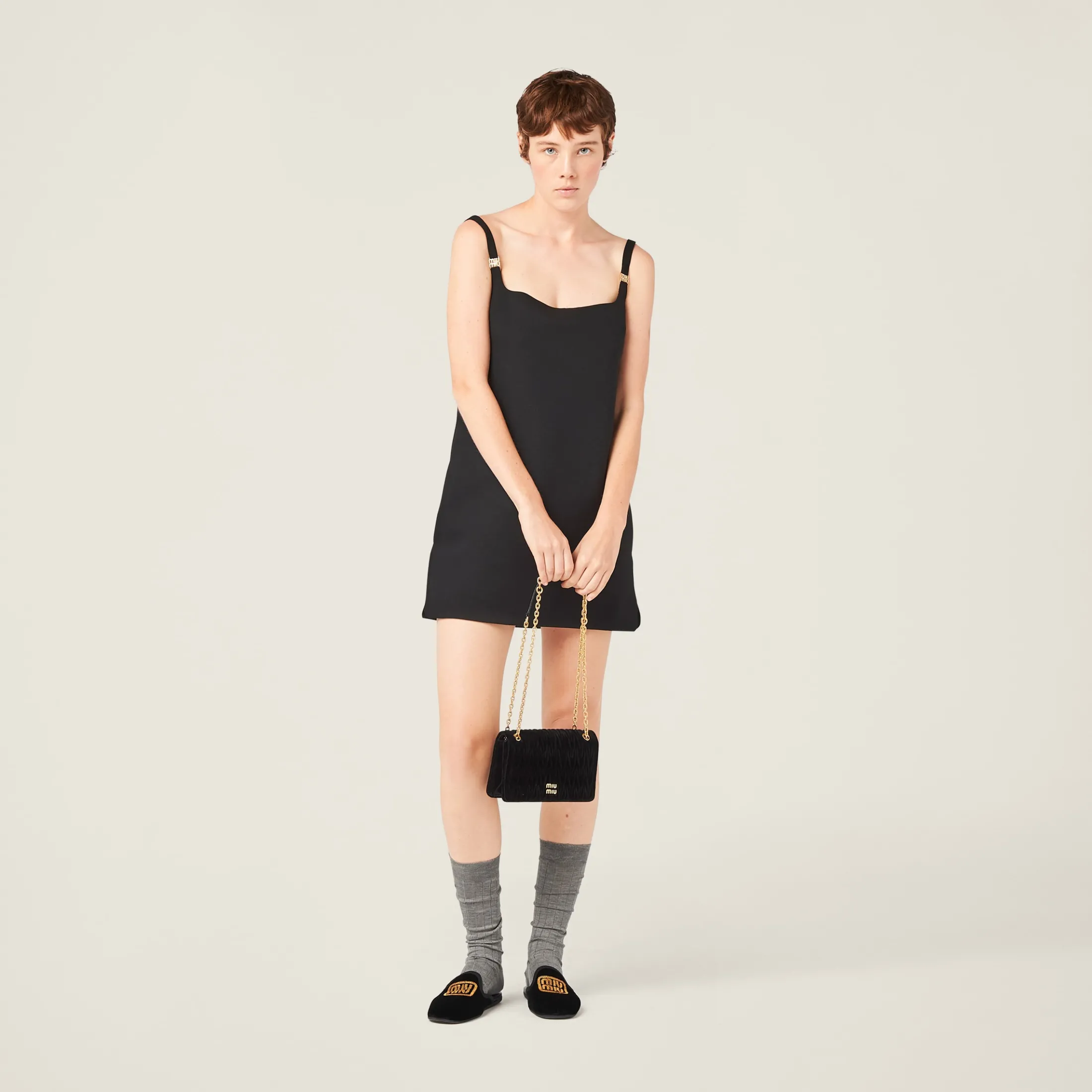 Black Grain De Poudre Mini-dress | Miu Miu