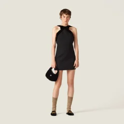Black Grain De Poudre Mini-dress | Miu Miu