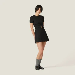 Black Grain De Poudre Mini-dress | Miu Miu