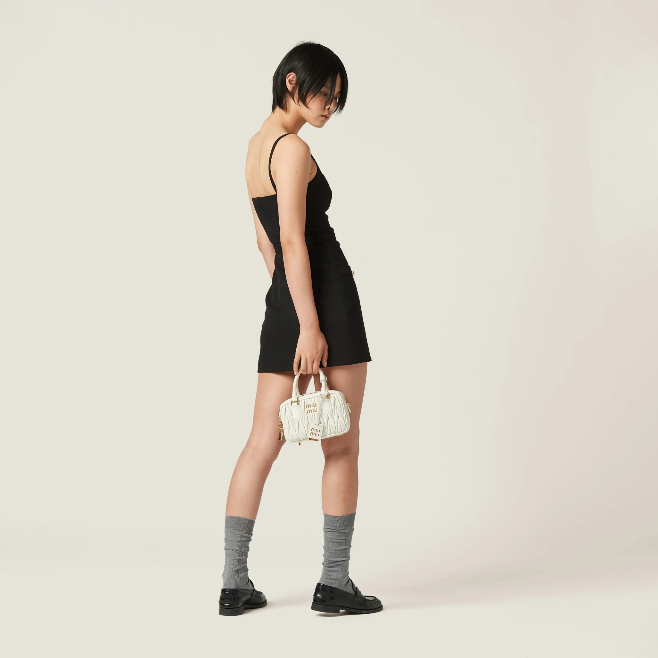 Black Grain De Poudre Mini-dress | Miu Miu