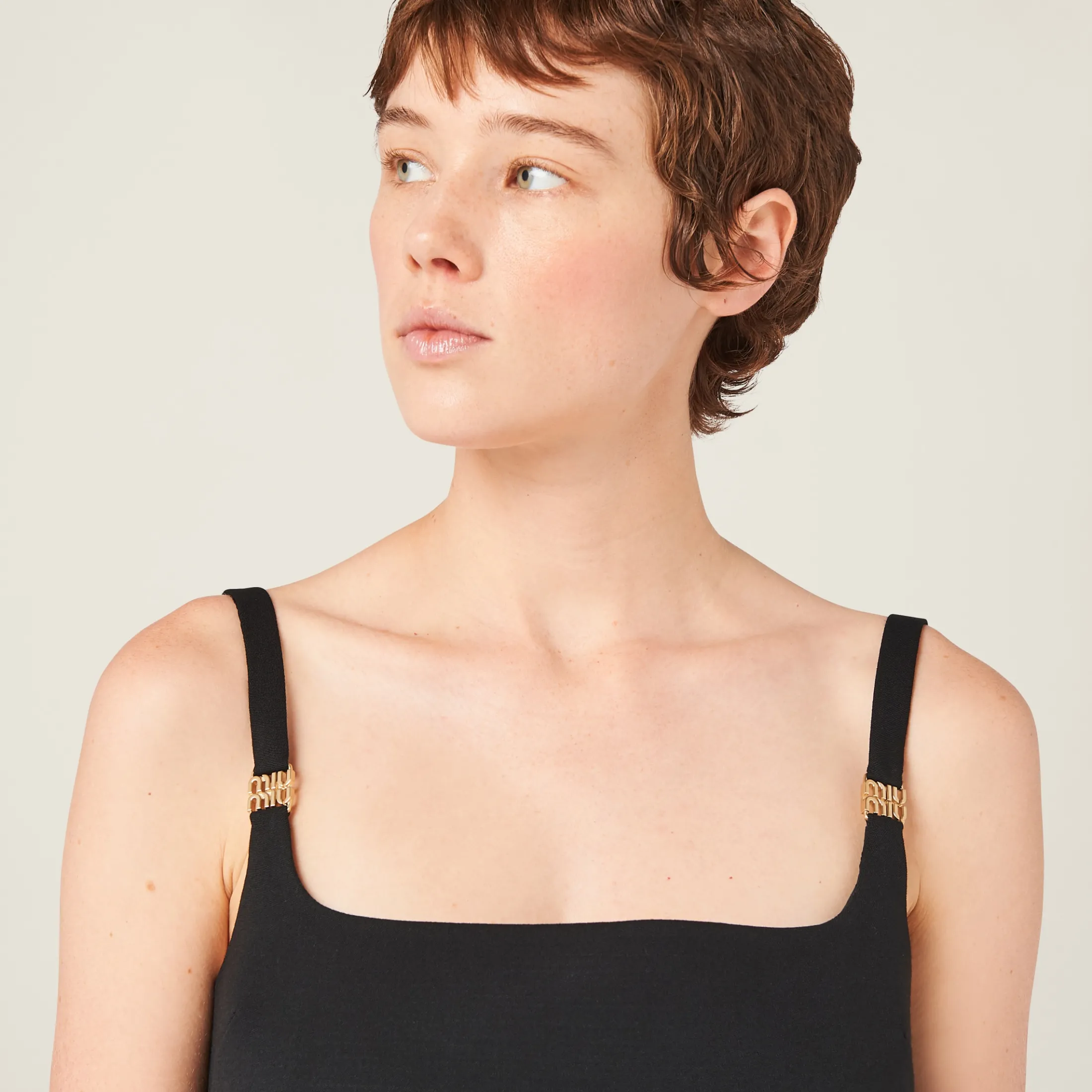 Black Grain De Poudre Mini-dress | Miu Miu
