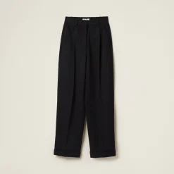 Black Grain De Poudre Pants | Miu Miu