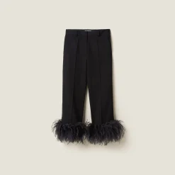 Black Grain De Poudre Pants | Miu Miu