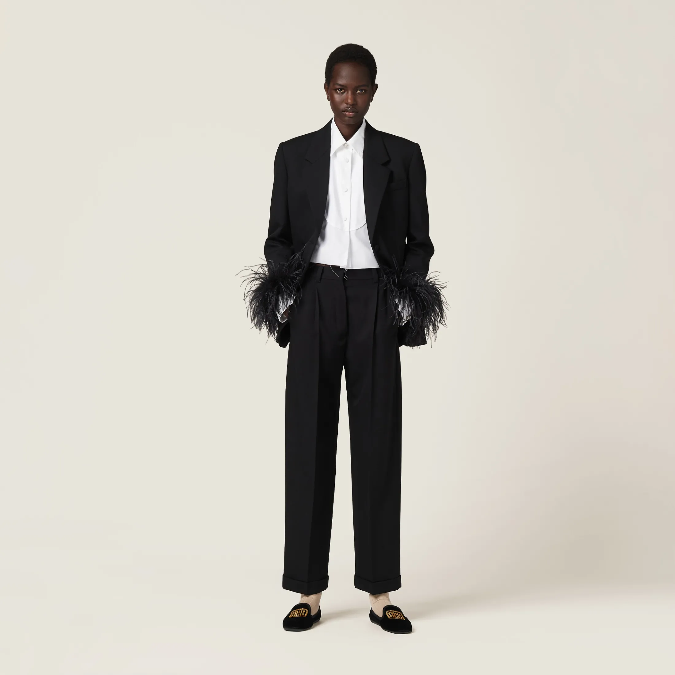 Black Grain De Poudre Pants | Miu Miu
