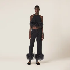 Black Grain De Poudre Pants | Miu Miu