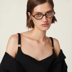 Black Grain De Poudre Top | Miu Miu