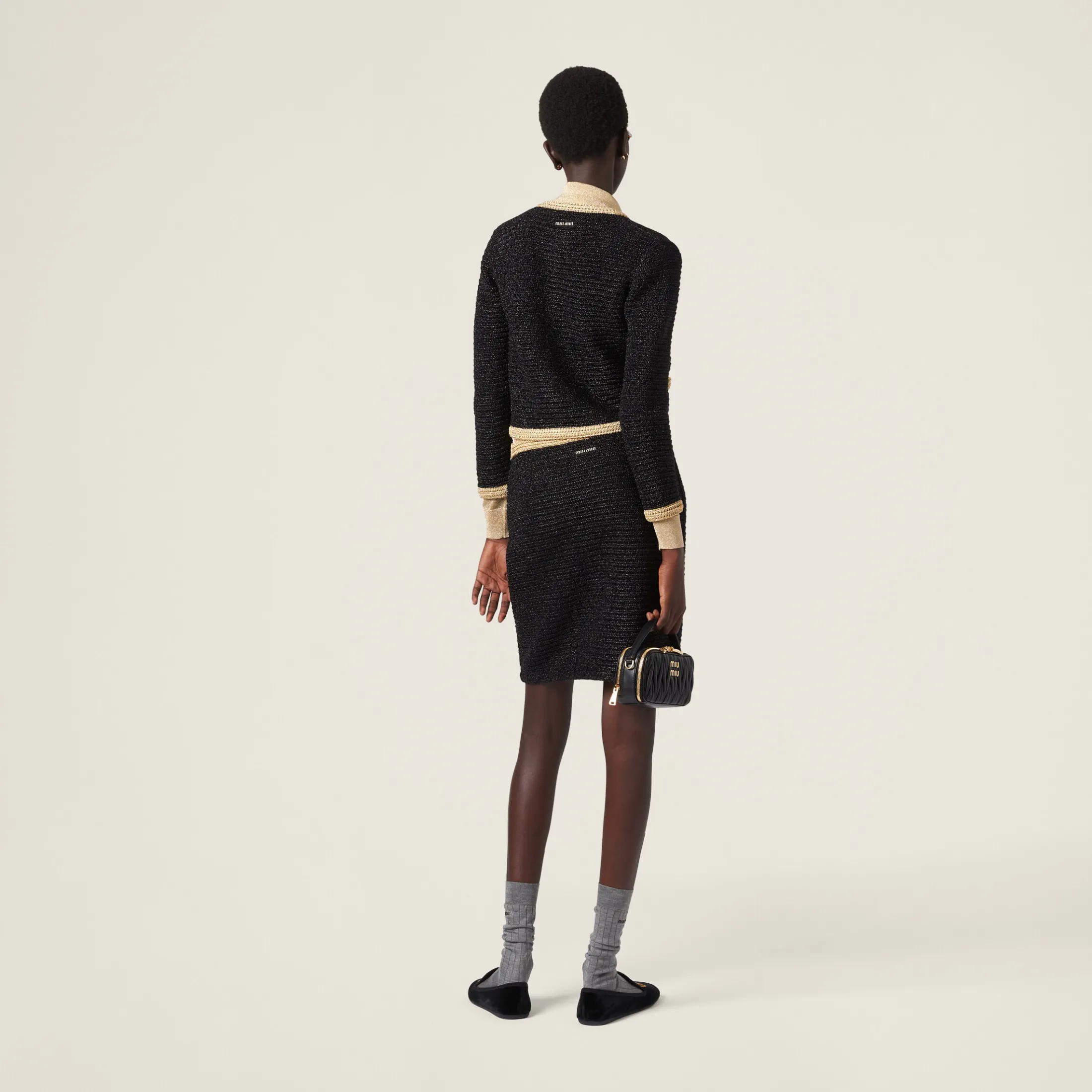 Black Lamé Skirt | Miu Miu