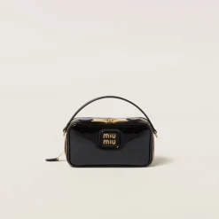 Black Leather And Patent Leather Shoulder Bag | Miu Miu