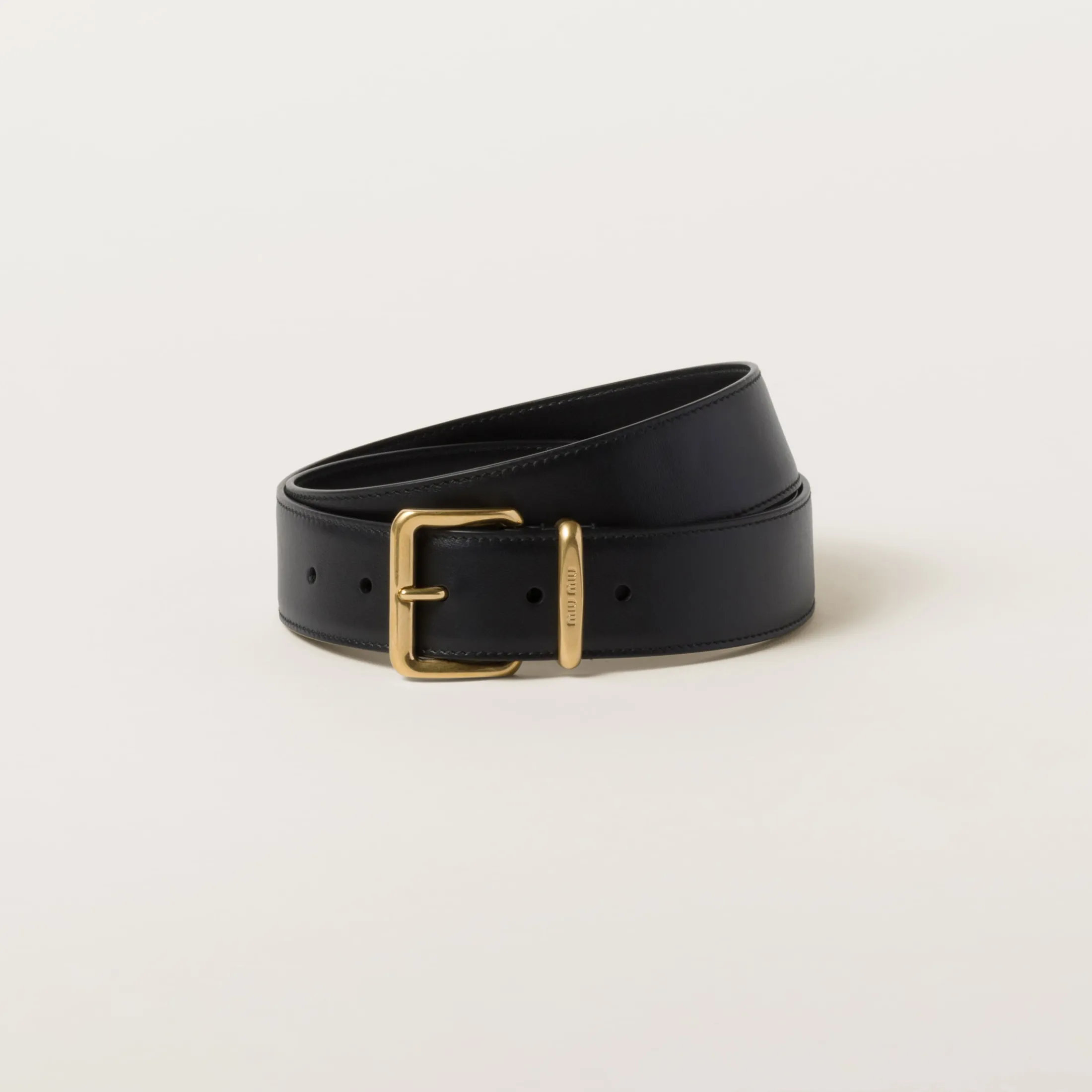 Black Leather Belt | Miu Miu