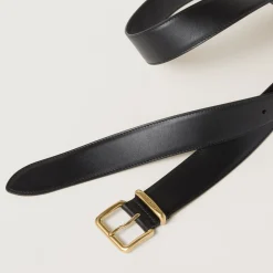 Black Leather Belt | Miu Miu