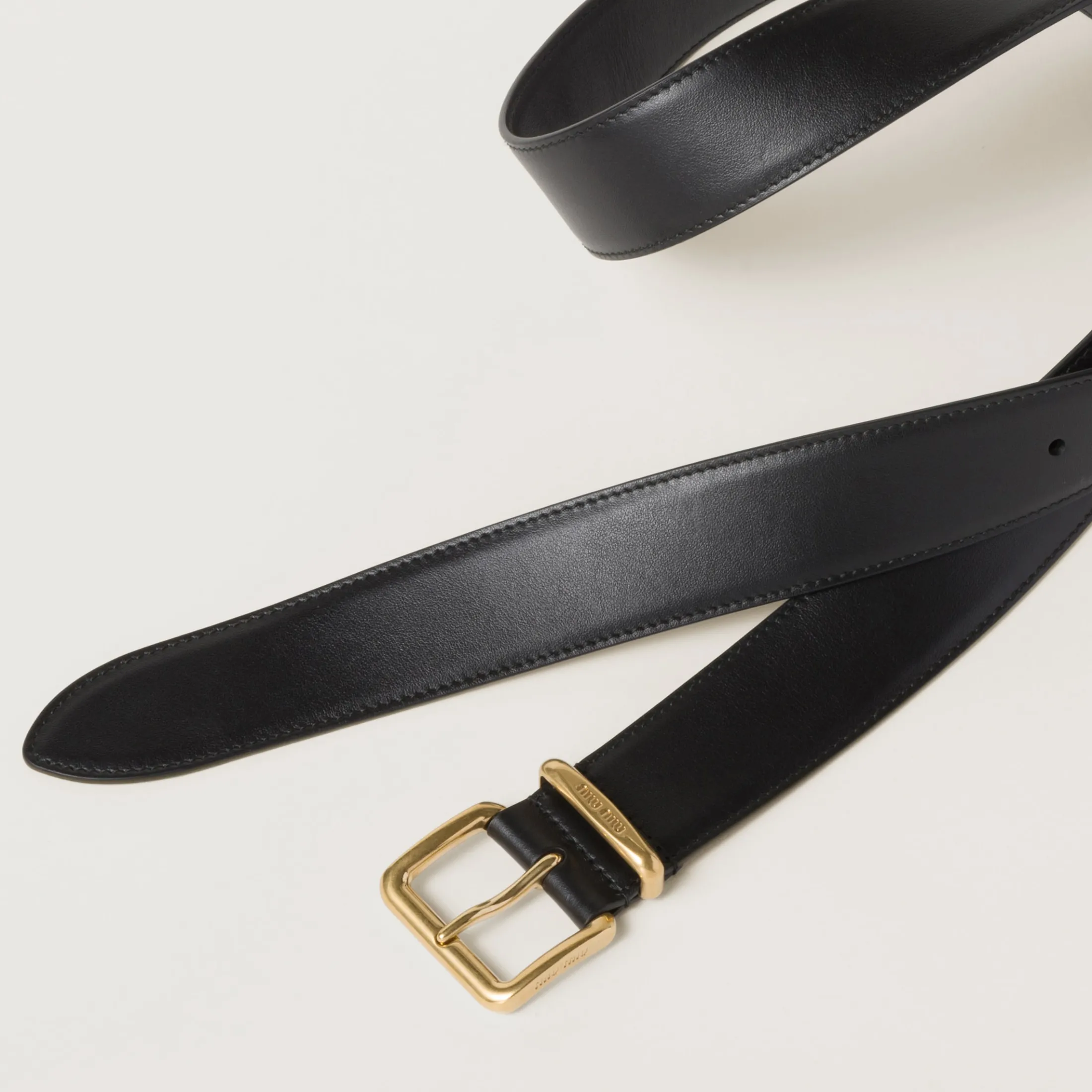 Black Leather Belt | Miu Miu
