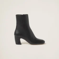 Black Leather Booties | Miu Miu