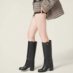 Black Leather Boots | Miu Miu