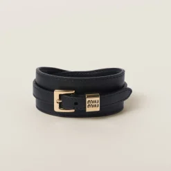 Black Leather Bracelet | Miu Miu