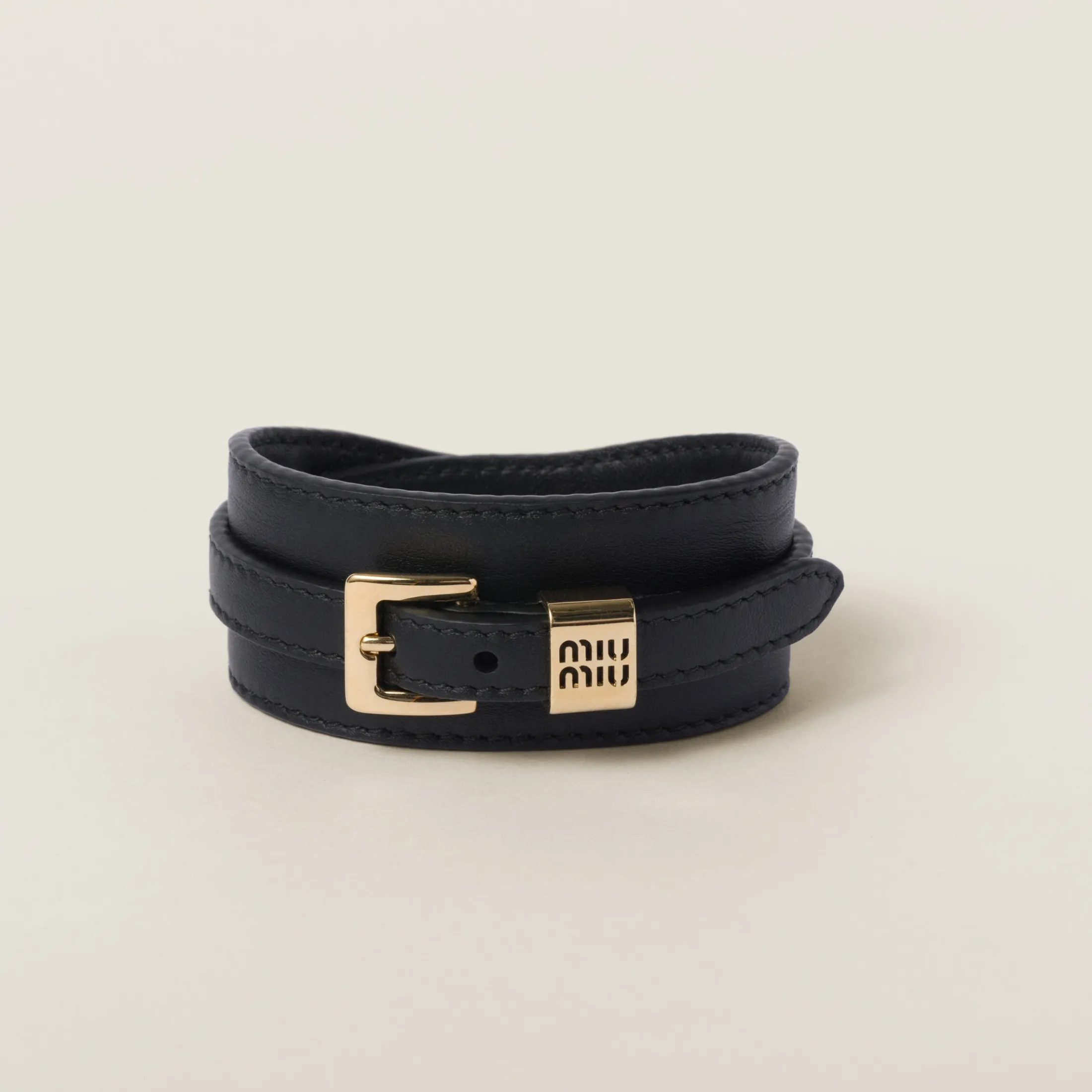 Black Leather Bracelet | Miu Miu