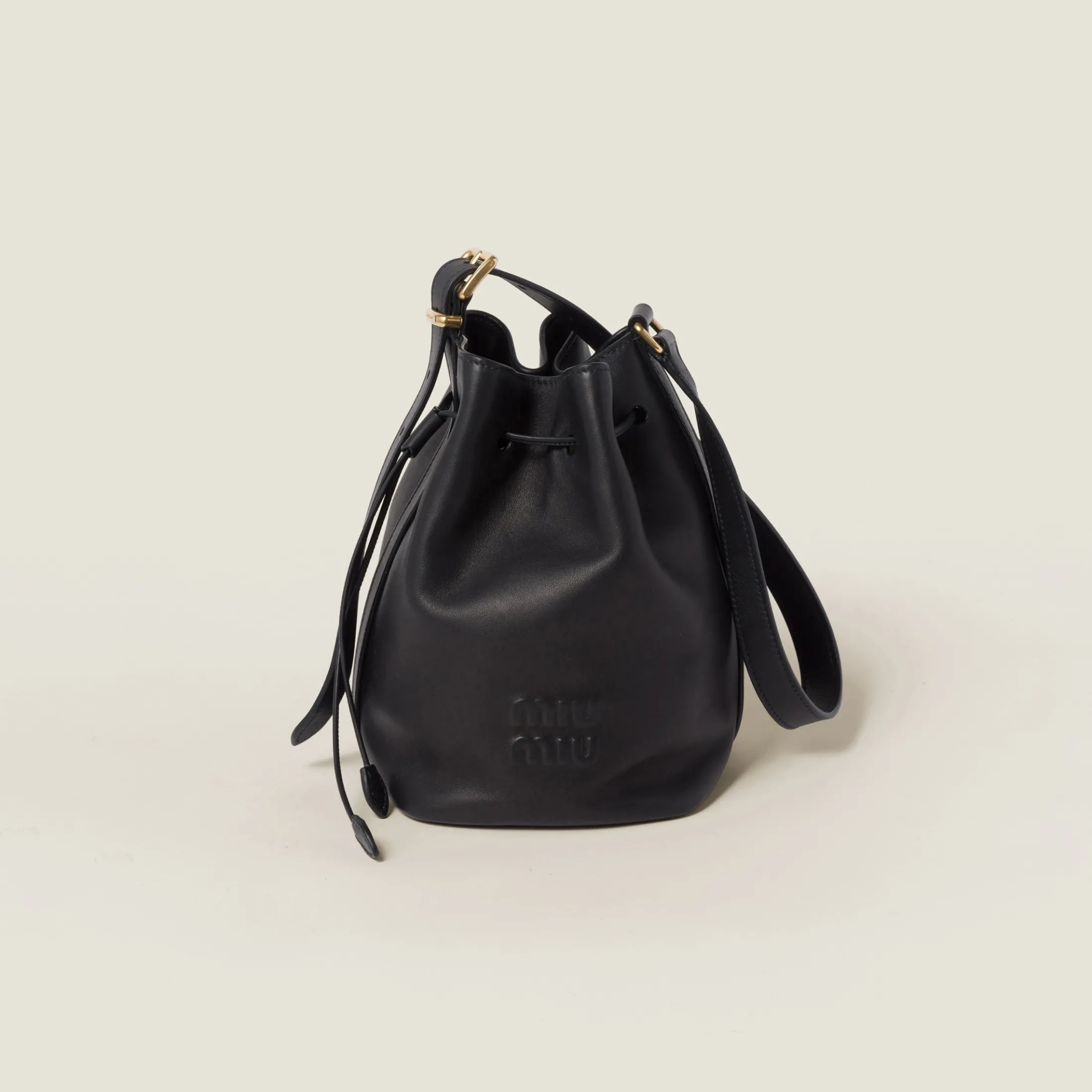 Black Leather Bucket Bag | Miu Miu