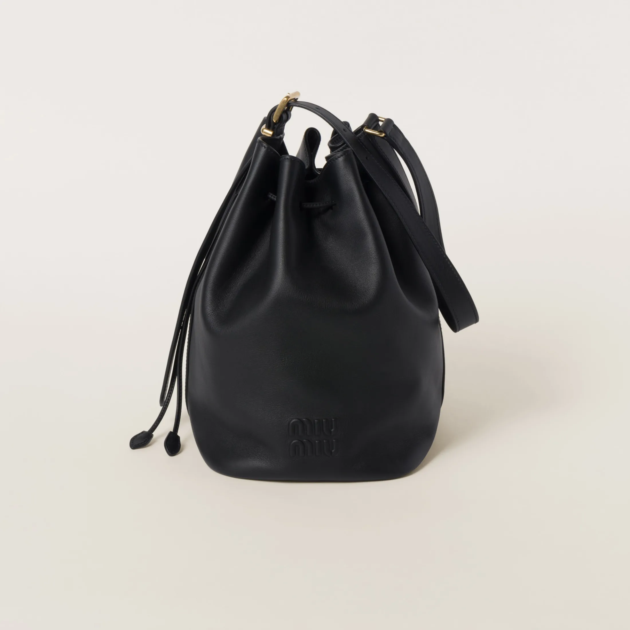 Black Leather Bucket Bag | Miu Miu
