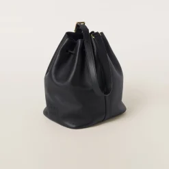 Black Leather Bucket Bag | Miu Miu