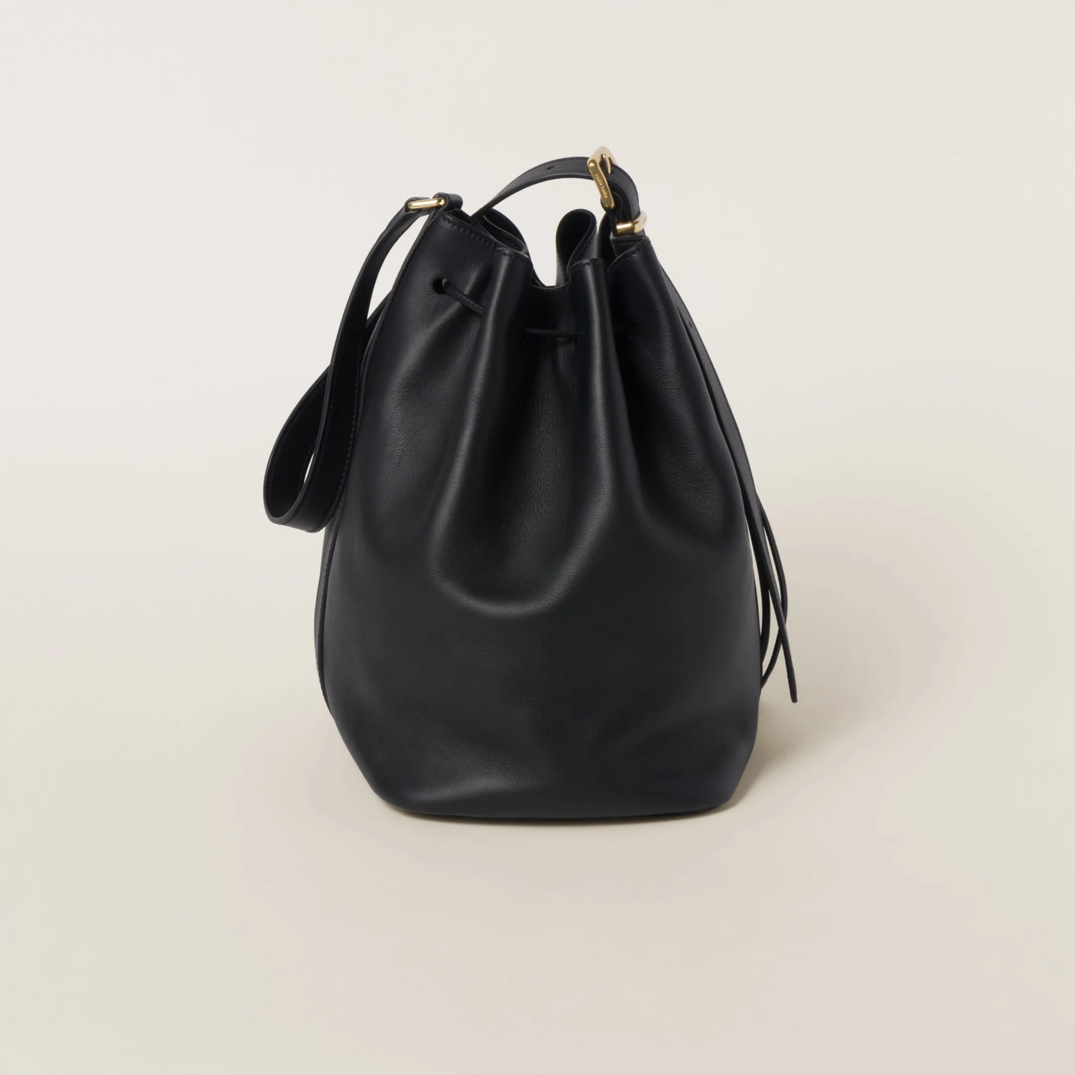 Black Leather Bucket Bag | Miu Miu