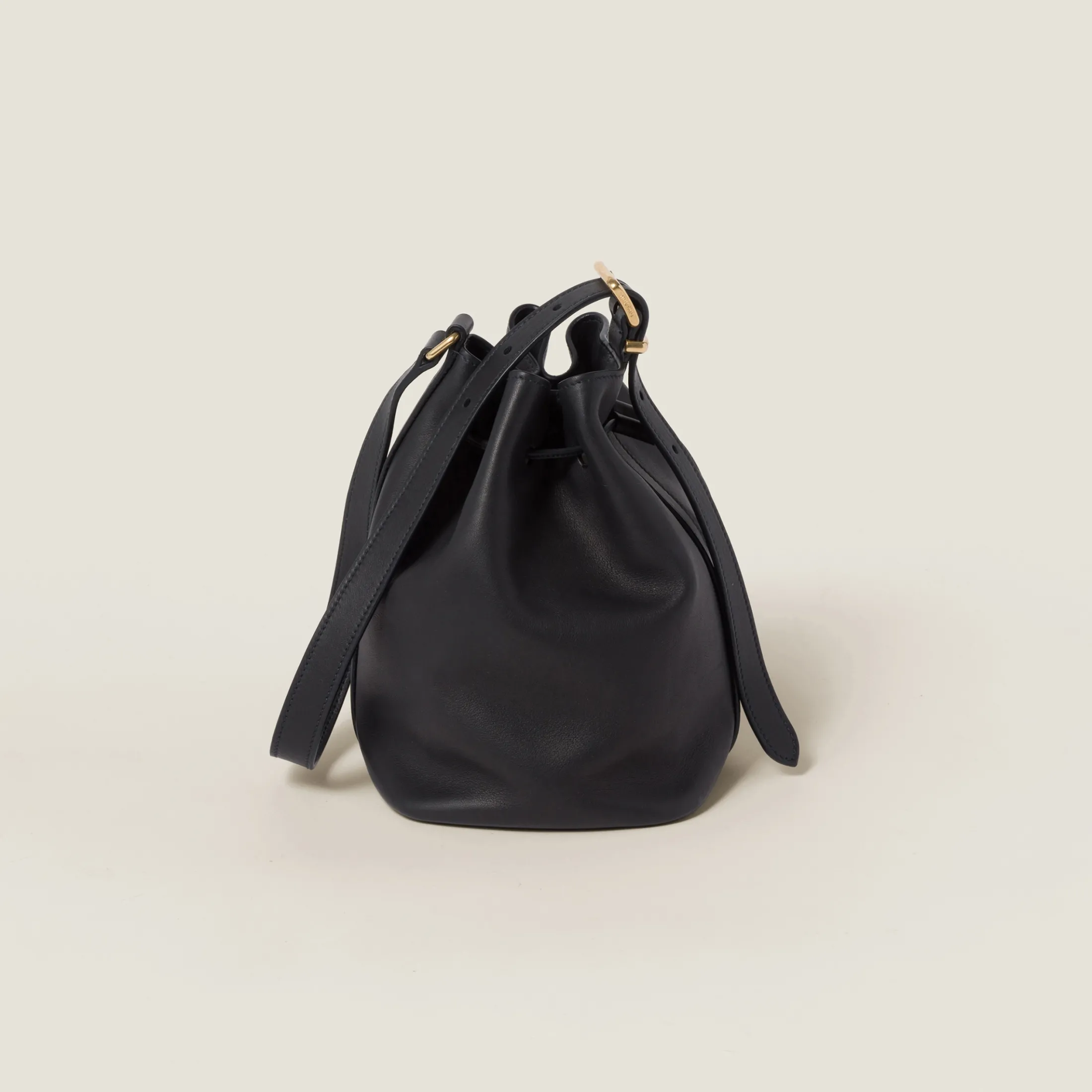 Black Leather Bucket Bag | Miu Miu