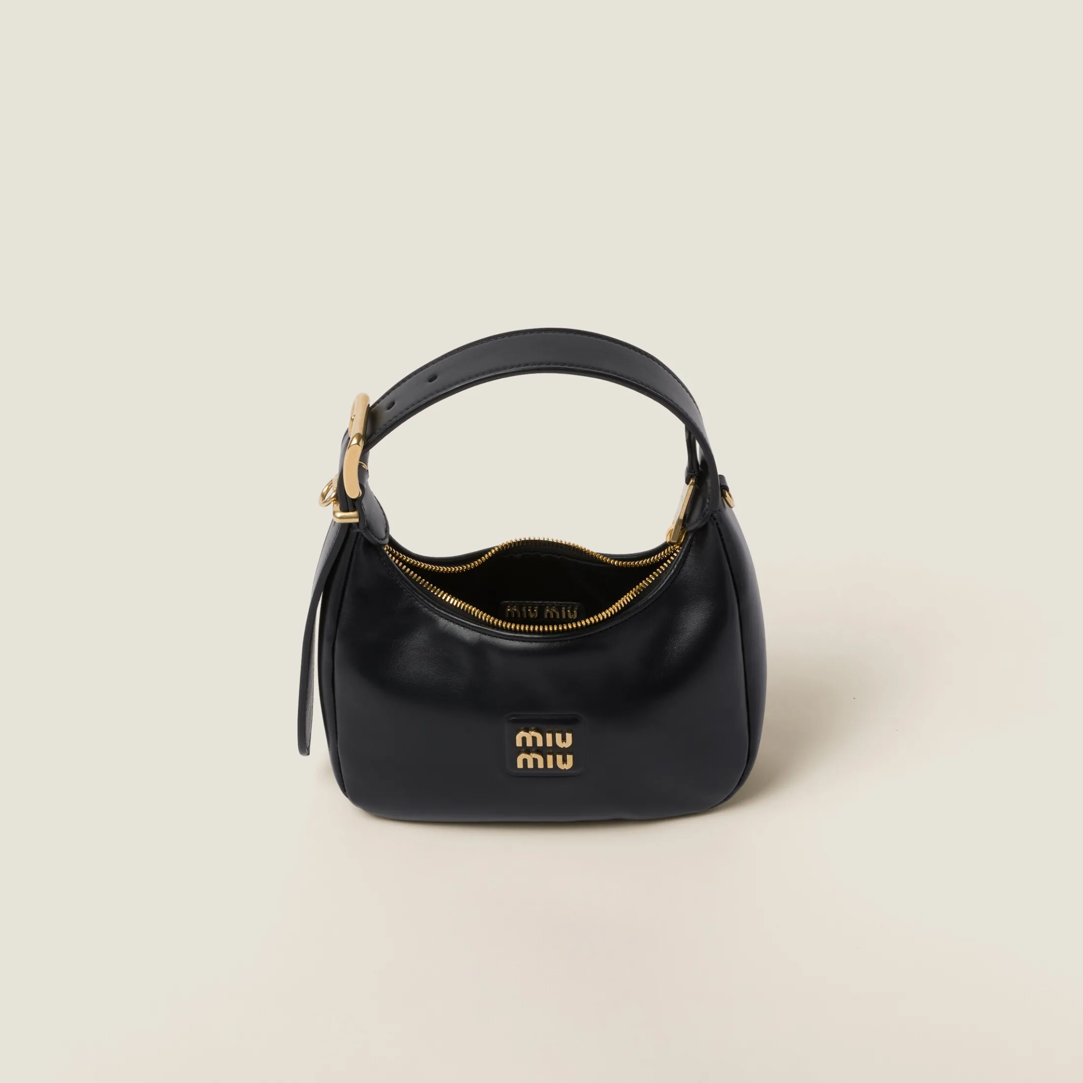 Black Leather Hobo Bag | Miu Miu