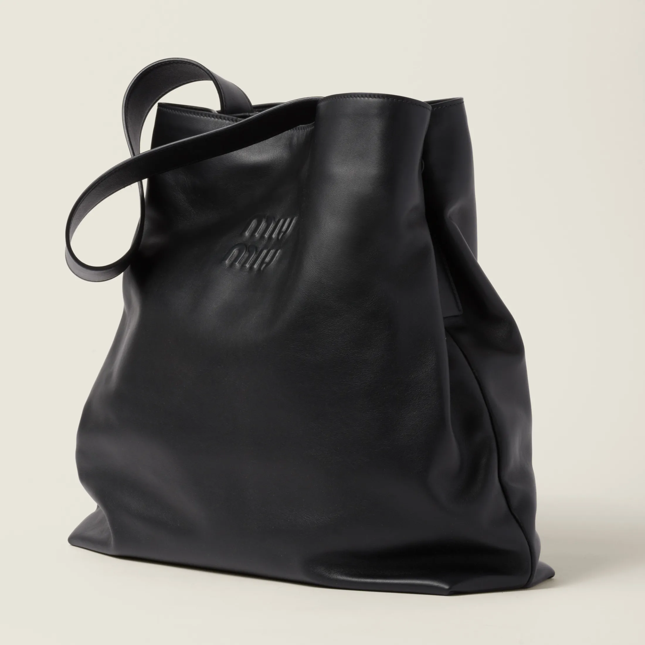 Black Leather Hobo Bag | Miu Miu