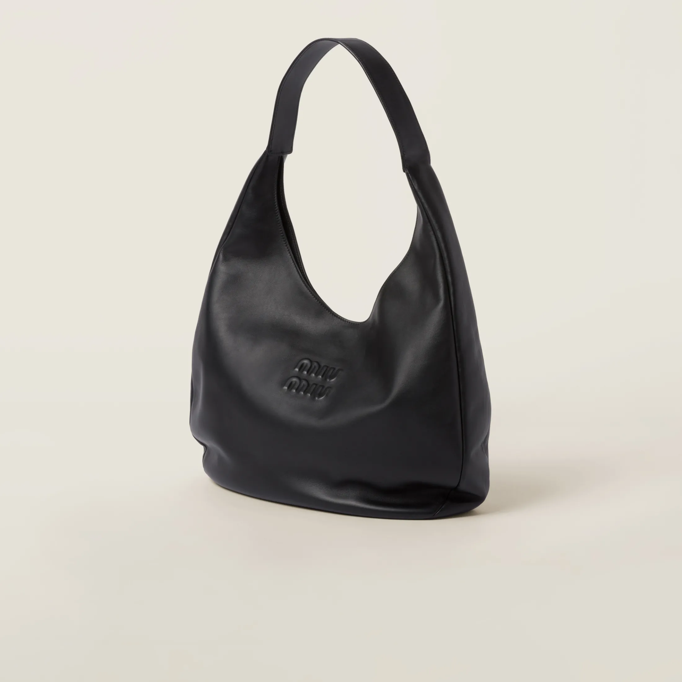 Black Leather Hobo Bag | Miu Miu