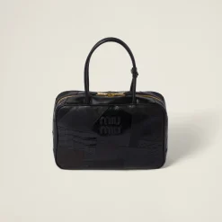 Black Leather Patchwork Top-handle Bag | Miu Miu