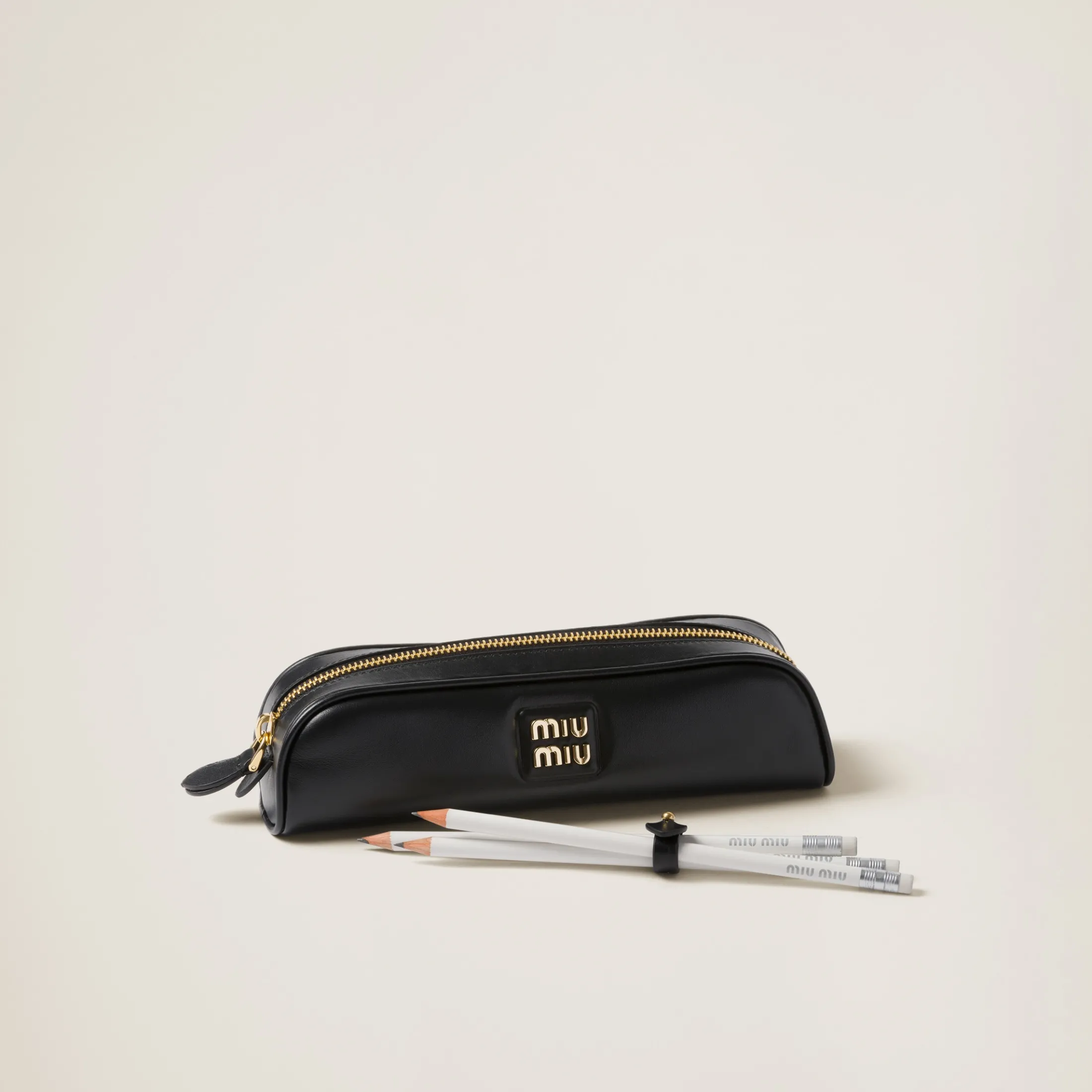 Black Leather Pencil Case | Miu Miu