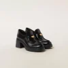 Black Leather Penny Loafers | Miu Miu