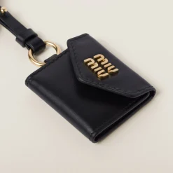 Black Leather Photo Holder Accessory | Miu Miu