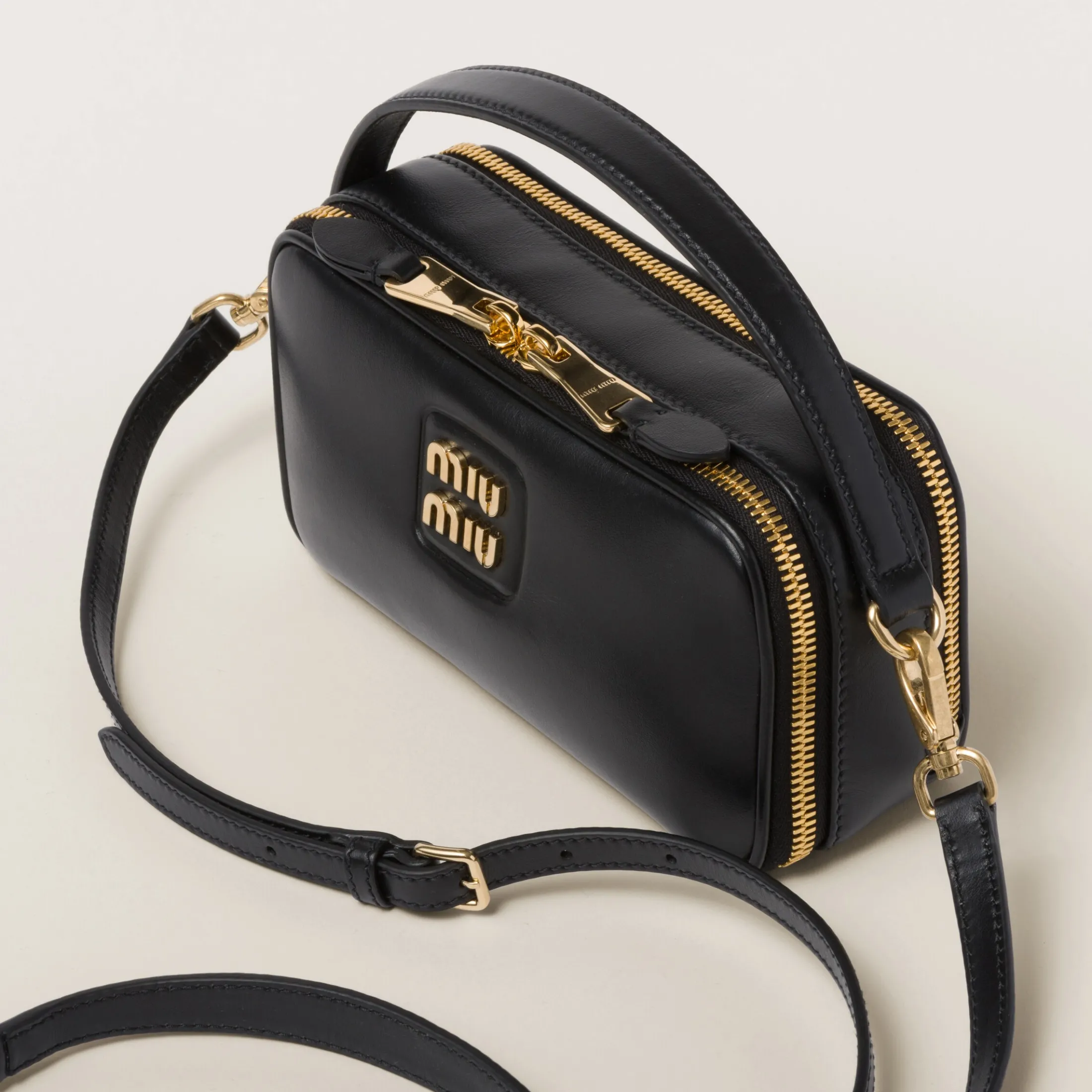 Black Leather Shoulder Bag | Miu Miu